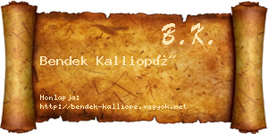 Bendek Kalliopé névjegykártya